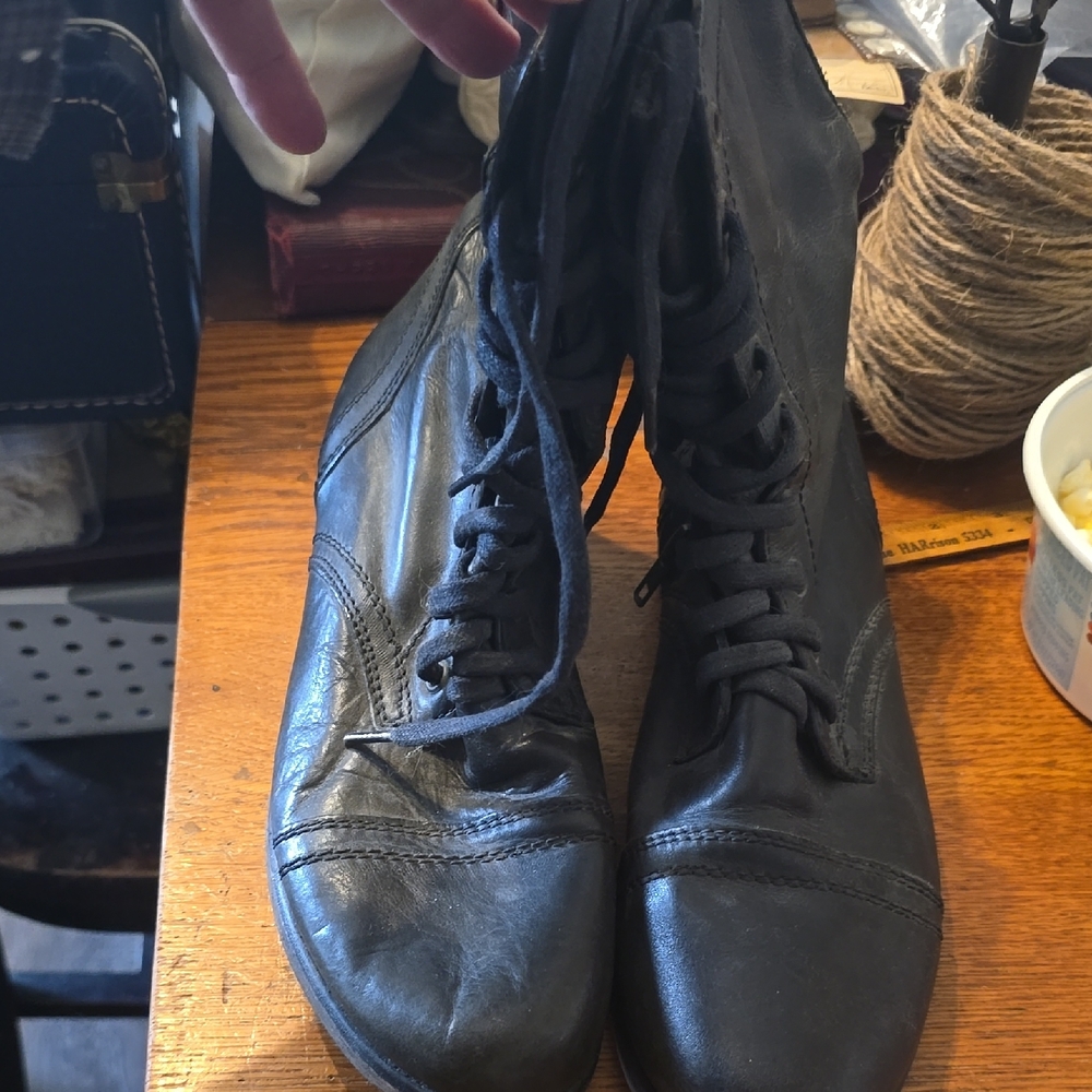 Women's Black Lace-Up Boots